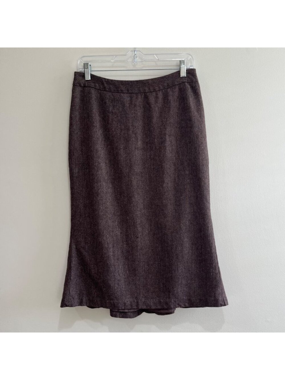 H&M Wool Blend Trumpet Midi Skirt Womens 8 Brown Lined Mermaid Fit